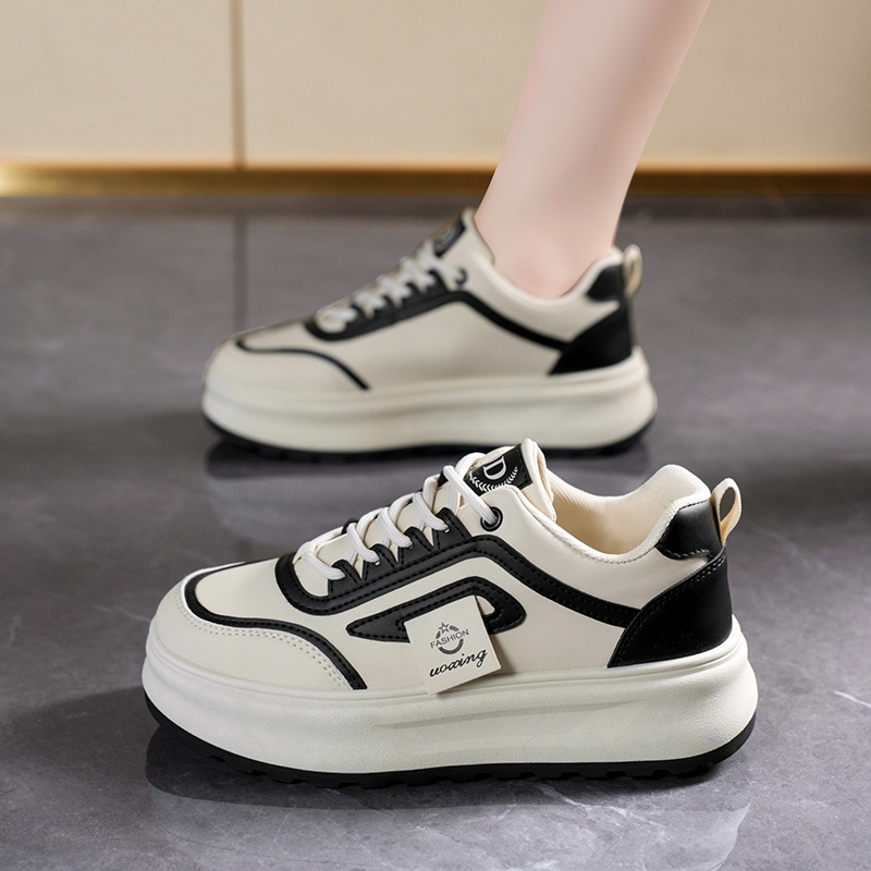 2025 Spring Women's Shoes New Breathable White Shoes Women's Ins Korean-style All-match Thick-soled Sports Casual Sneakers Trendy Shoes