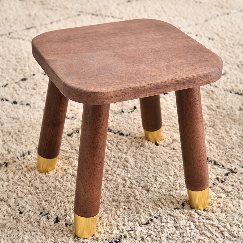 Living Room Full Solid Wood Small Stool Wax Oil Change Shoes Low Stool Balcony Rubber Wood Small Stool Kindergarten Children's Stool
