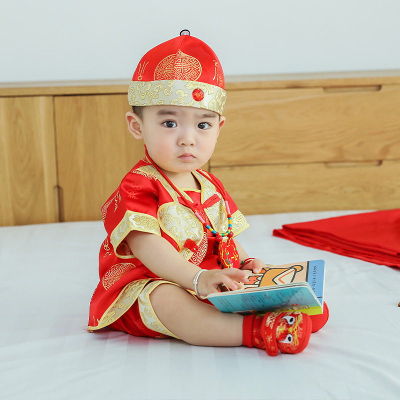 Baby One Year Old Tang Suit for Boys and Girls Hanfu Summer Baby Hundred Days Grab Week Suit Chinese Style One Year Old Birthday Dress