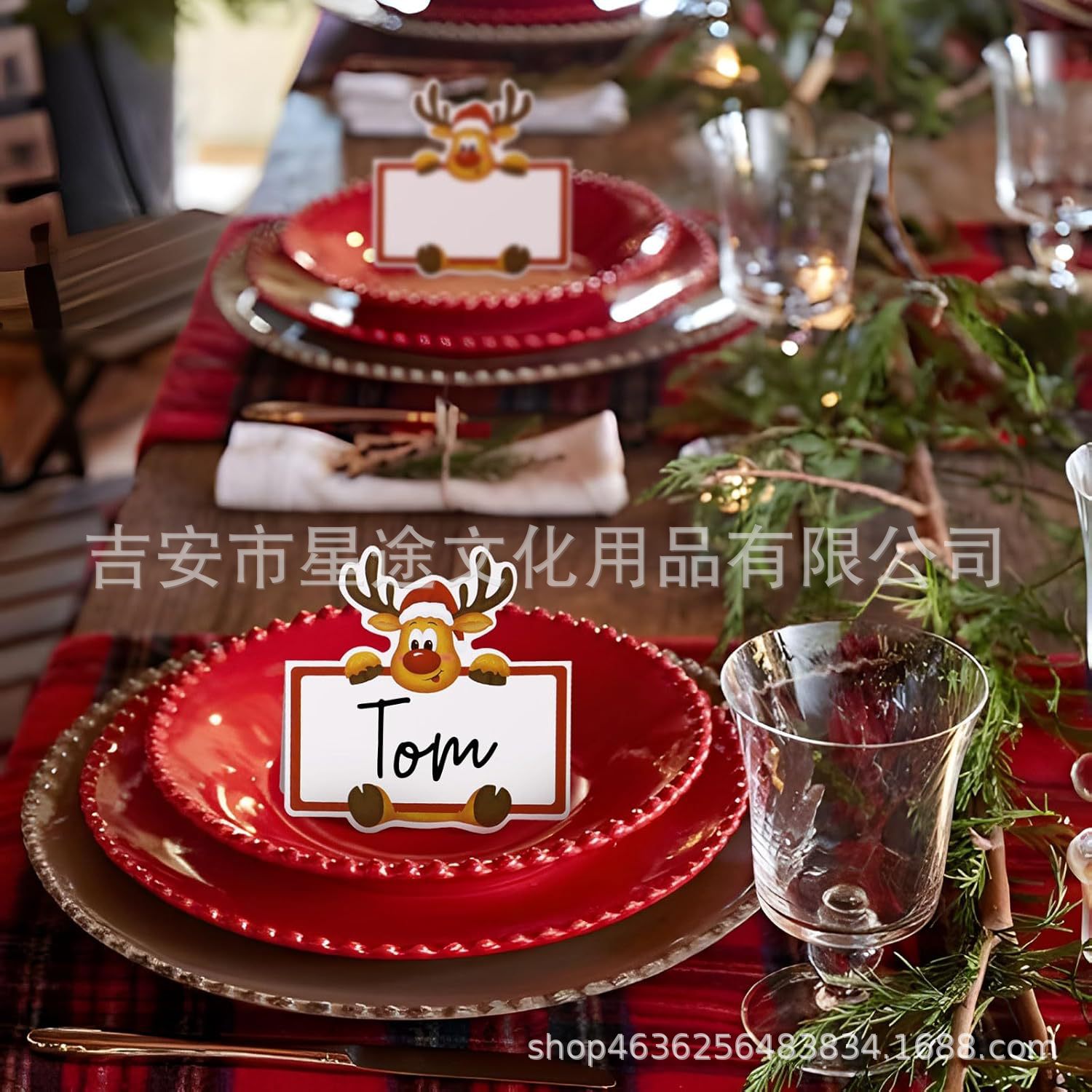 Christmas Reindeer Place Cards, Foldable Seat Cards for Children's Day, Christmas Party, Birthday Banquet