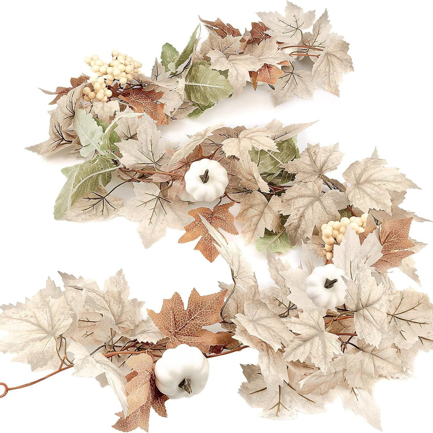 Harvest Festival Farmhouse Decoration Farmhouse Thanksgiving Maple Leaf Berry White Pumpkin Set Garland Ornaments Pendant