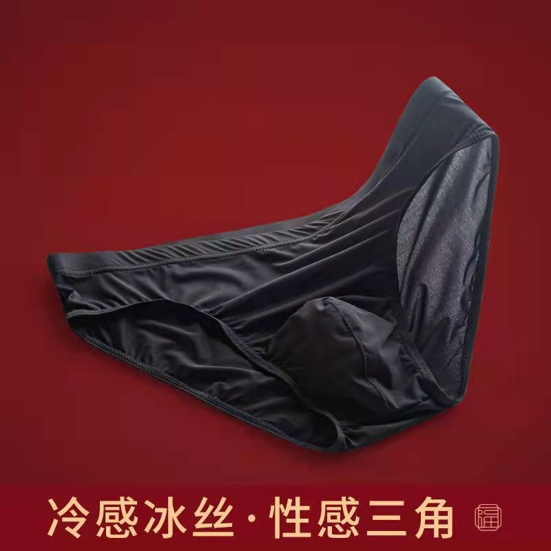 Men's briefs T underwear Ice Silk breathable skin-friendly quick-drying ice feeling low waist sexy summer ultra-thin transparent cross-border