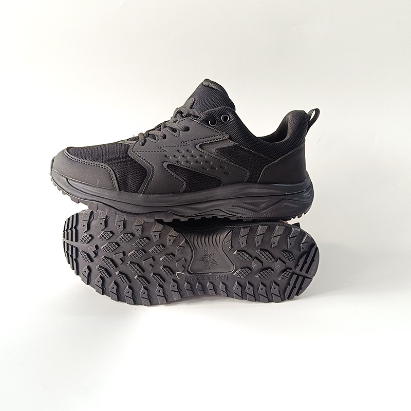 Jihua Light Industry Black Casual Sports Shoes Outdoor Running Shoes Spring and Autumn Physical Fitness Shoes New Fire Fighting Training Shoes