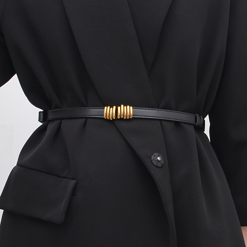 Suit Vintage Thin Belt Women's Summer Fashion All-match Decorative Dress Skirt Coat Waist Seal Belt Black