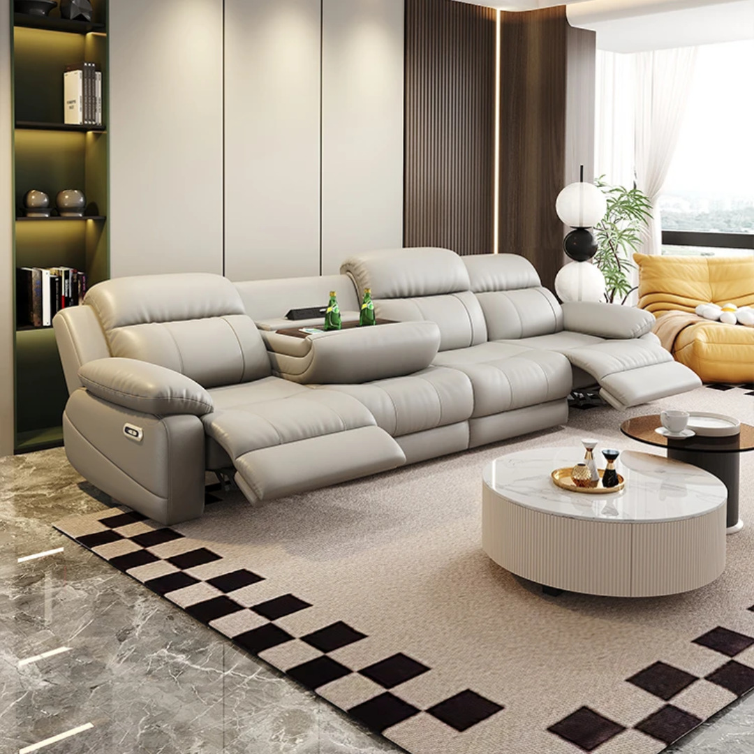 Electric Leather Sofa Adjustable Home Theater Sofa 2025 New Modern Simple Multifunctional Sofa