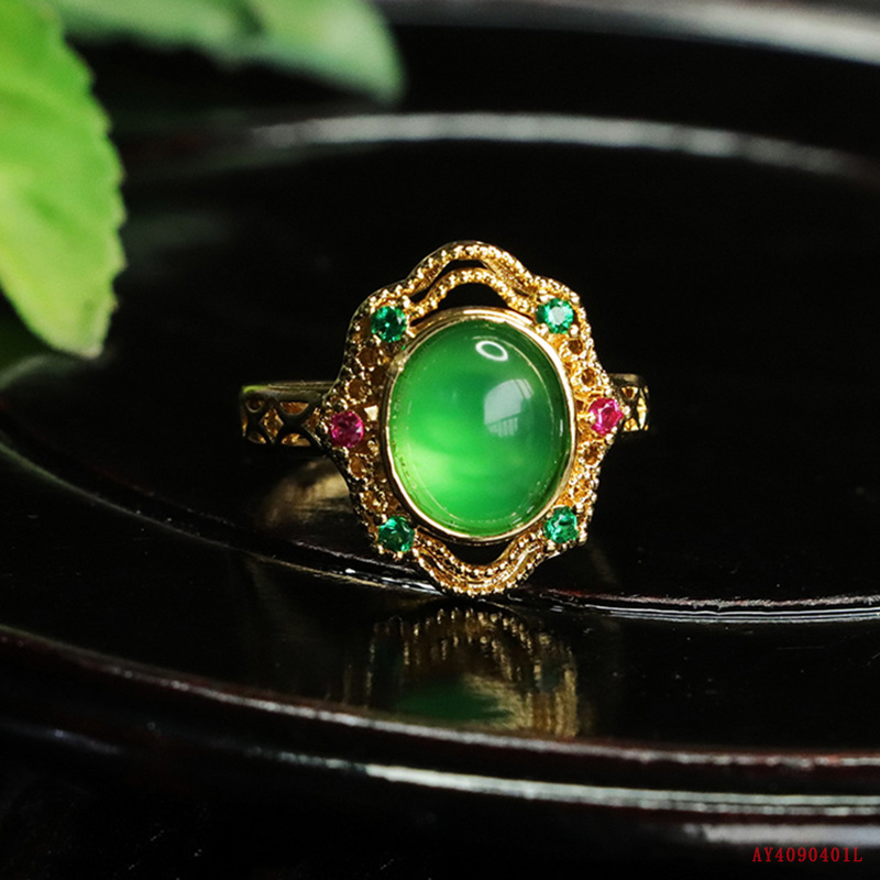 Кольцо из натурального зеленого халцедона Love Yu, кольцо из ледяного агата, оптовая продажа, AY4090401L