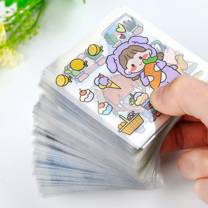 100 non-repeating PET hand account stickers cute girl cartoon cute waterproof notebook goo card stickers wholesale
