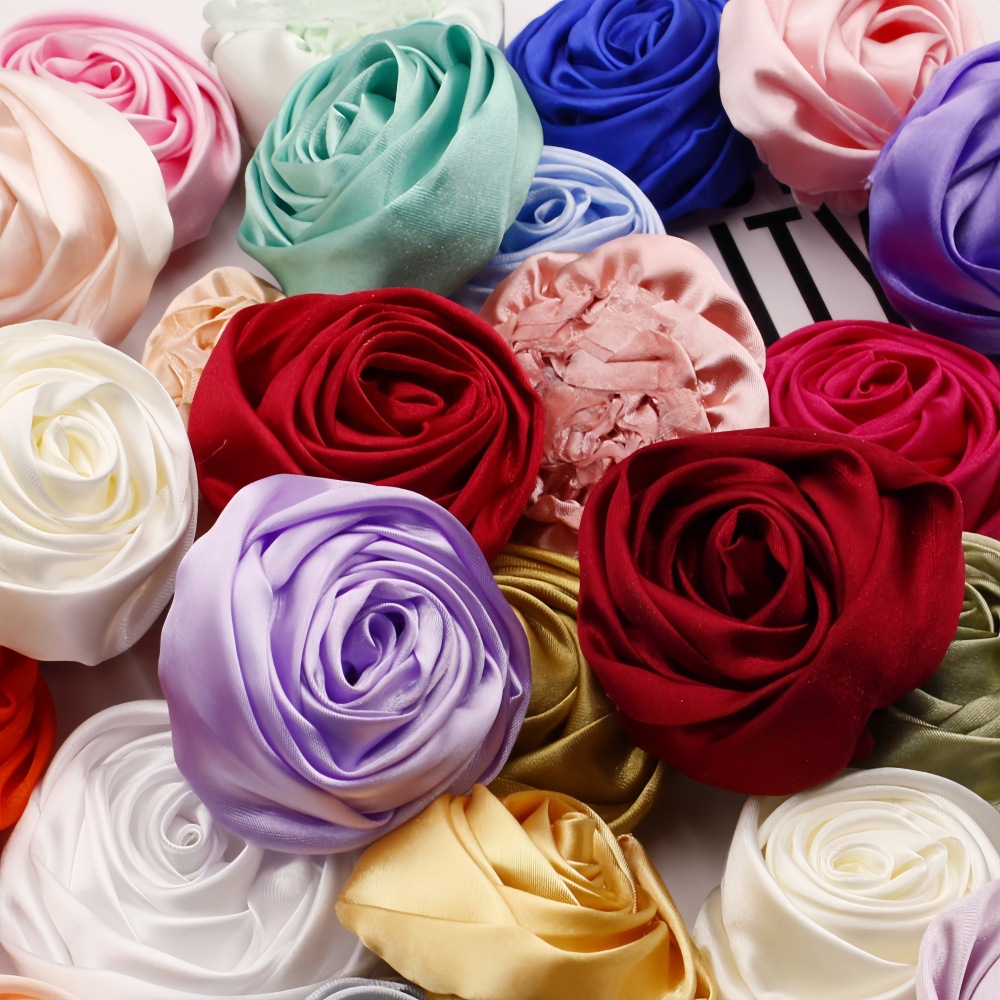 5.5cm Satin Rose Bud DIY Hair Accessory Bouquet Wrist Corsage Brooch Clothing Three-Dimensional Floral Decoration