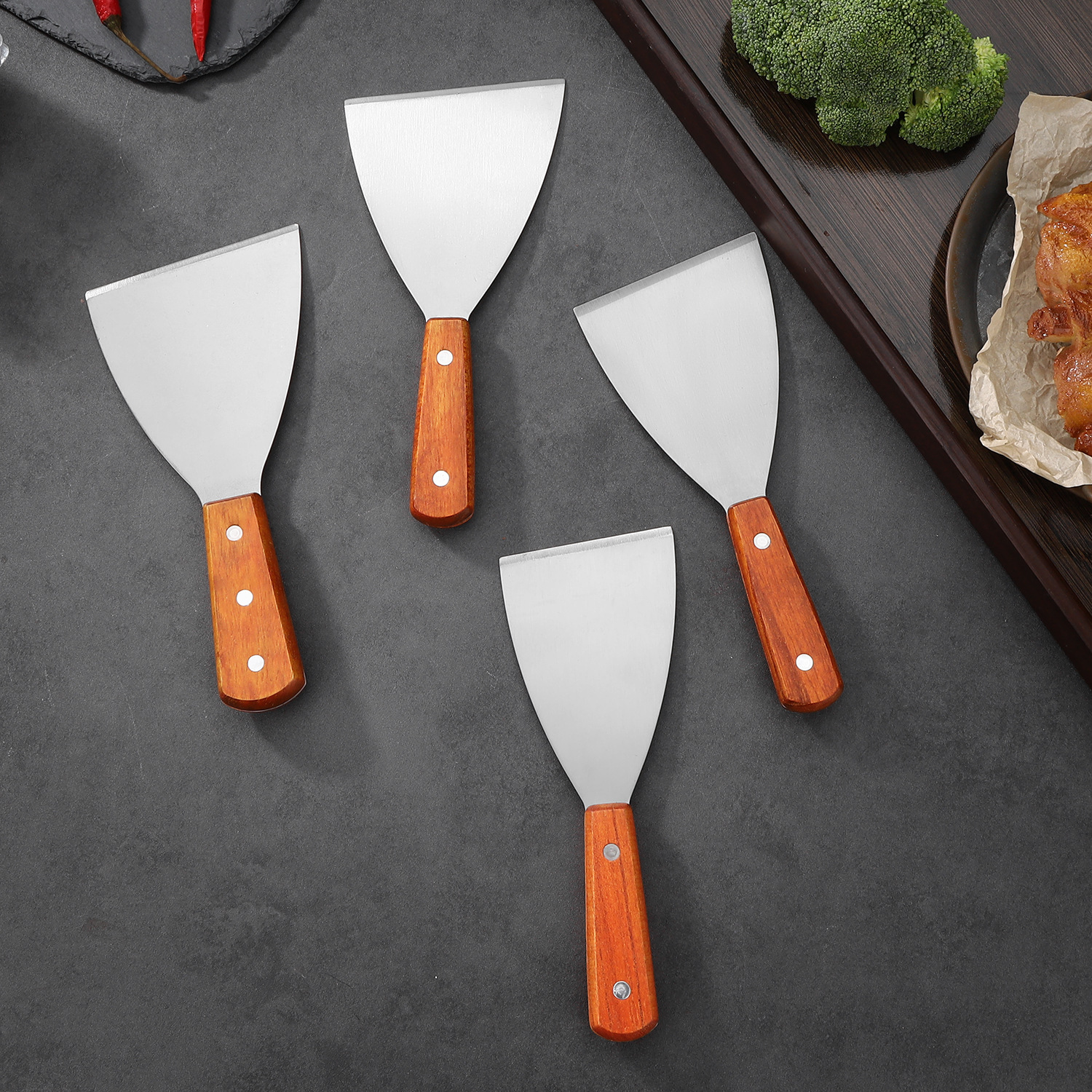 Baking Pancake Tools Stainless Steel Oil Pancake Pancake Pizza Flat Shovel Steak Grab Pancake small size Shovel Fish Shovel Cooking Shovel