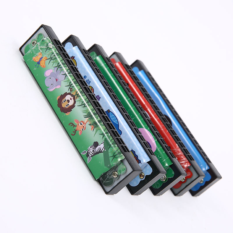 Factory tin harmonica 16 holes children's preschool musical instruments cartoon double-row organ metal toys cross-border wholesale