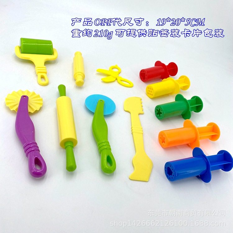 Cross-Border Supply of Art Class Creative Colored Clay Plasticine Kidsren's 12-Piece Syringe Noodle Machine Large Tool Wholesale Set