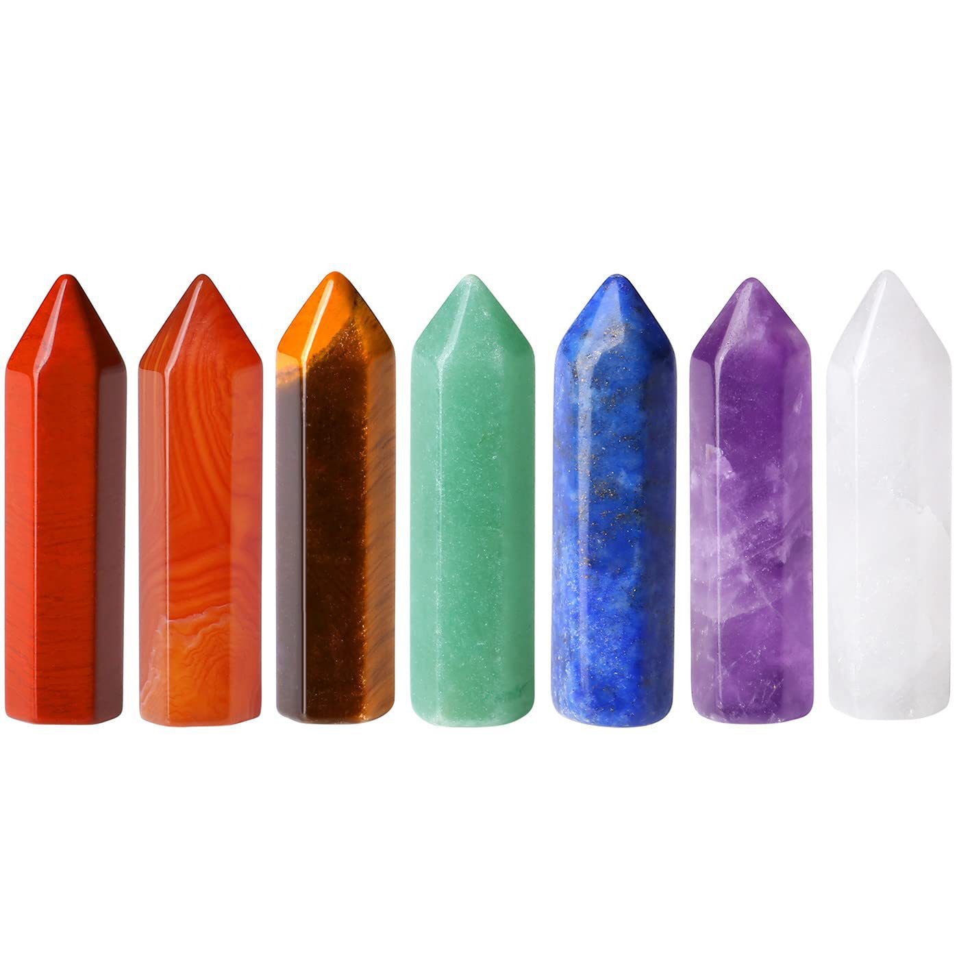 Cross-border natural crystal hexagonal column single pointed crystal column semi-precious stone crystal column ornaments single pointed hexagonal column wholesale
