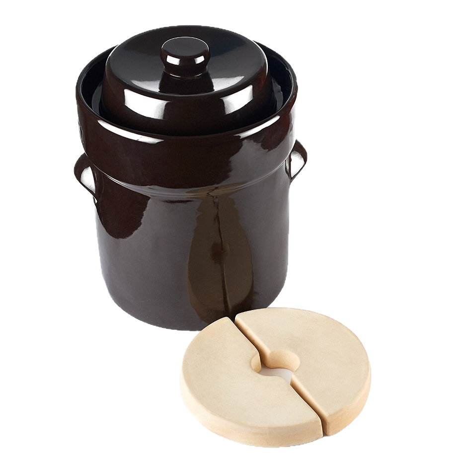 Ceramic Pickle Jar, Pickle Sealed Jar with Stone Pressed Food Pickled Fermentation Jar, Can Be Equipped with Mixing Stick, Household Pickle Jar
