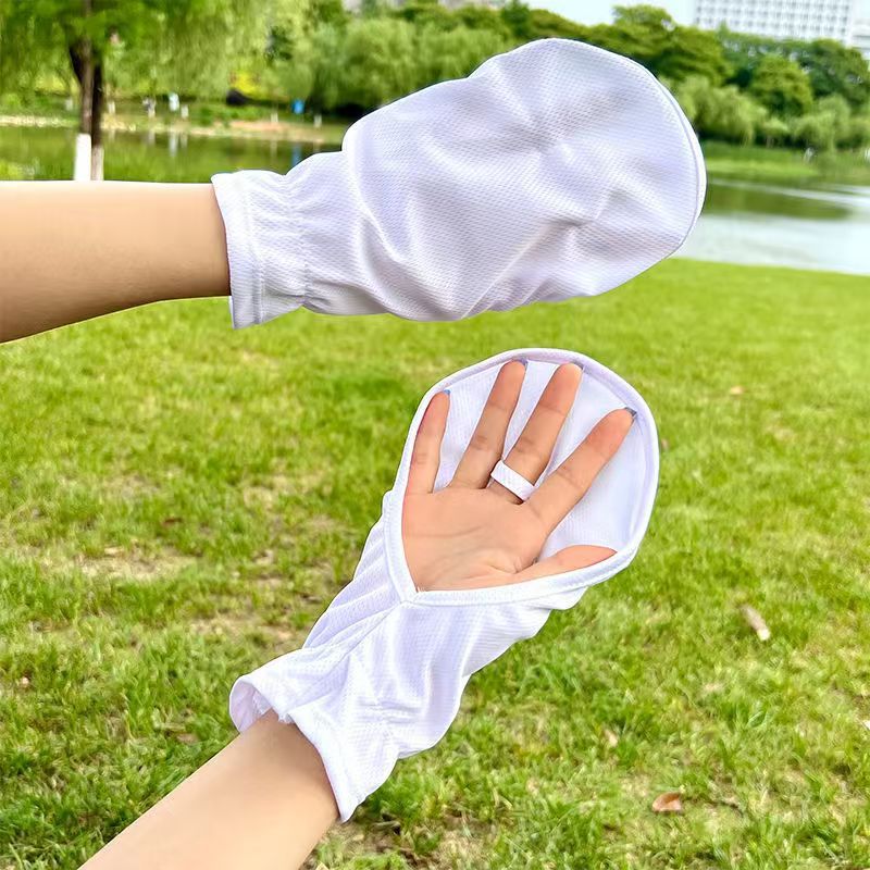 Summer Breathable Sun Protection Gloves Women's Short Sunshade Exposure Finger Thin Outdoor UV Protection Driving Non-slip Cycling Sleeve