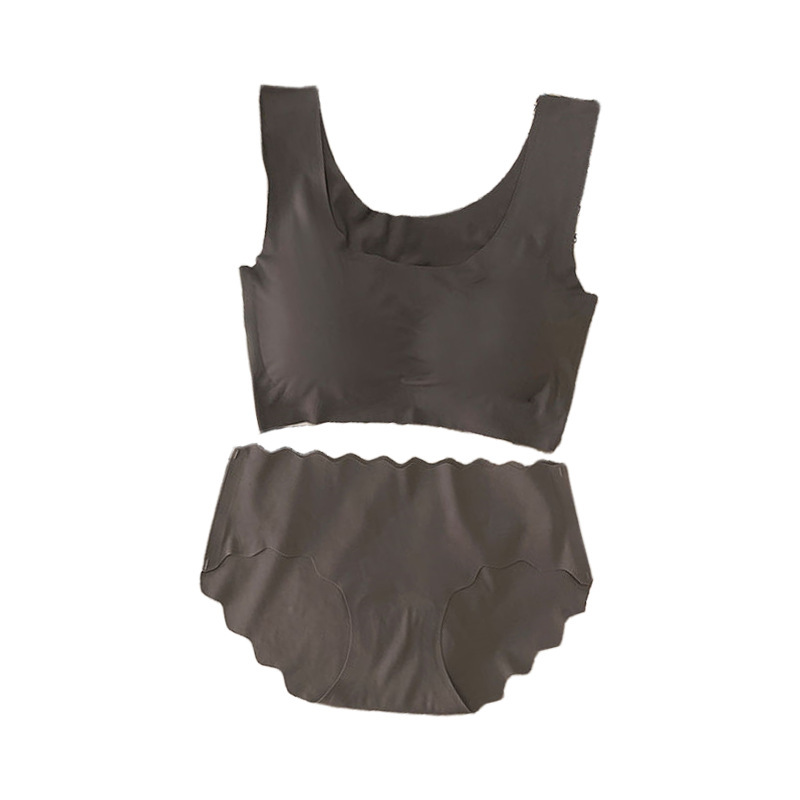 Seamless Ice Silk Underwear Set for Girls, Strap Sports Bra Without Underwire, Student Push-Up Bra, Small Vest