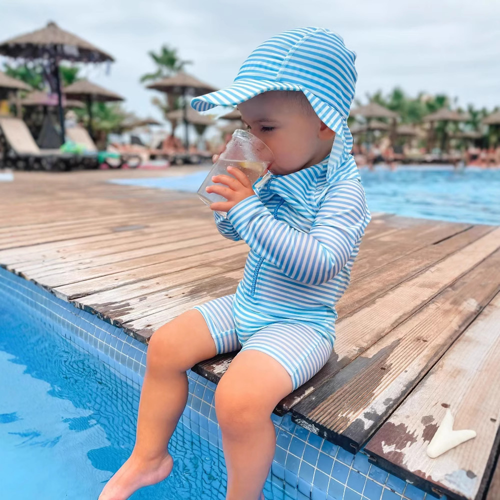 Кросс-бордерный экспорт, детский купальник, быстросохнущий комбинезон, шапка, комплект из 2 предметов