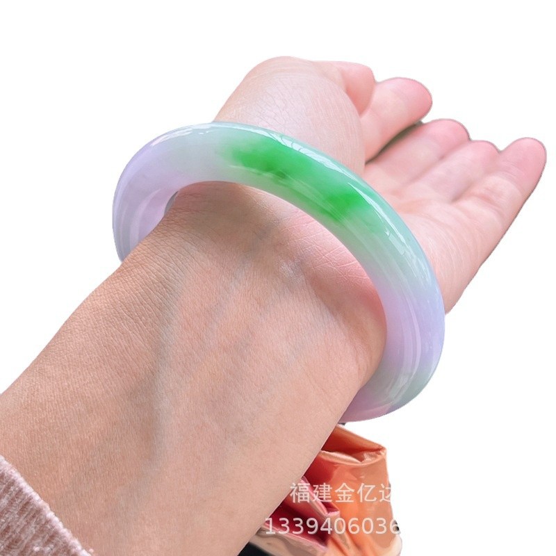 Myanmar Natural Jade A Bracelet Jade Bracelet Floating Flower Jade Bracelet Violet Old Pit Ice Glutinous Bracelet Imperial Concubine