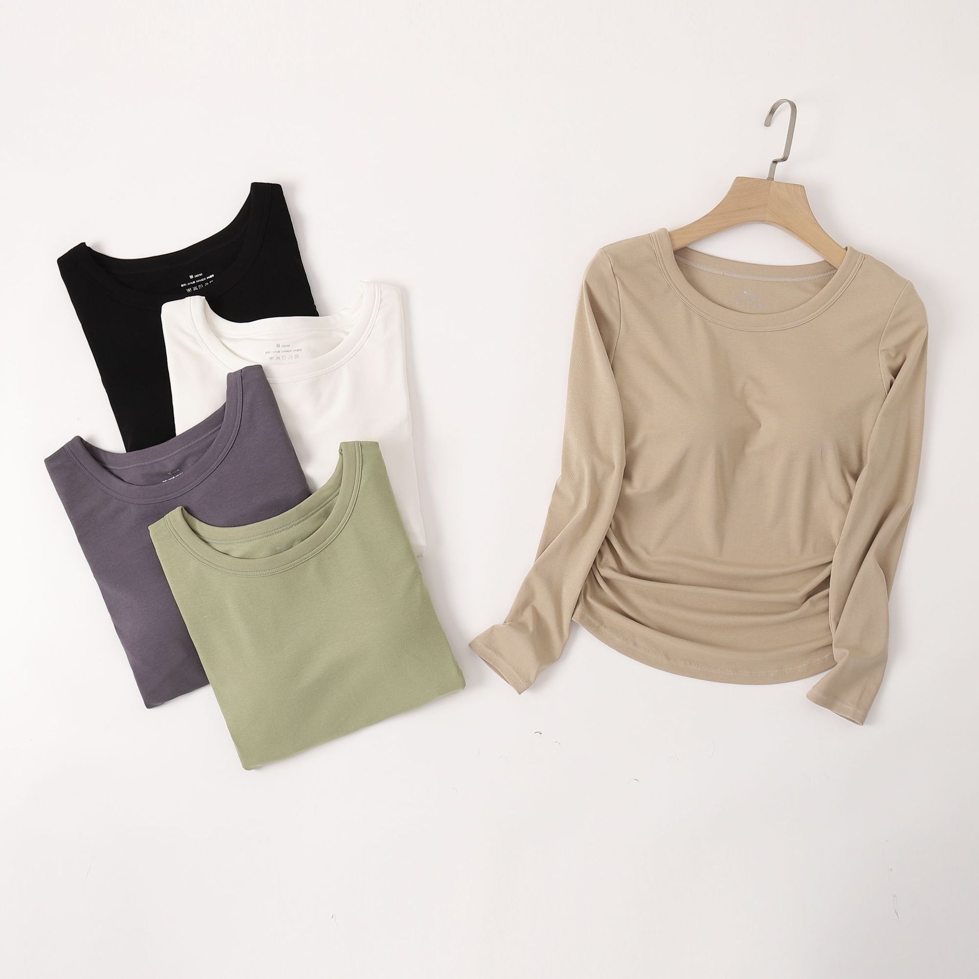 С нагрудной подушечкой, интегрированный, длинный, антиэкспозиция, беспроводной, круглый вырез, длинный рукав, можно носить снаружи