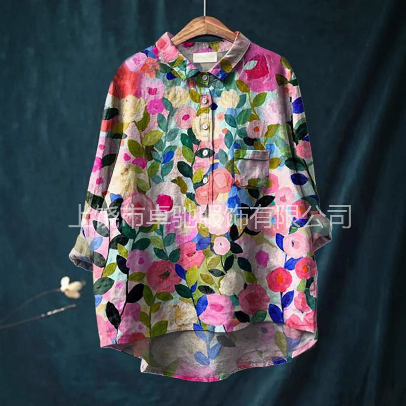 2025 Explosions Summer Women's New Amazon AliExpress Loose Printed Round Neck Casual plus size Women's T-Shirt