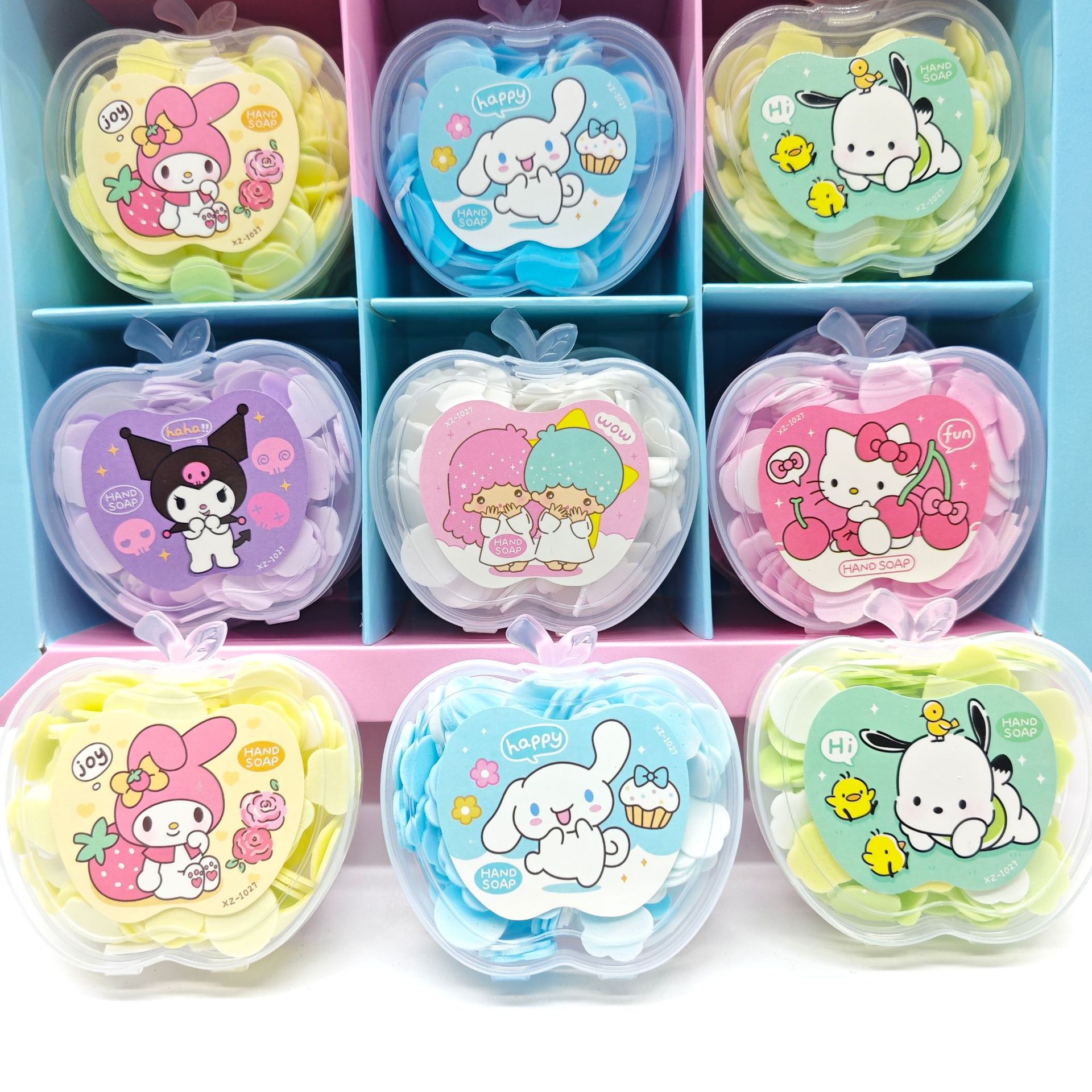 Anime Sanrio Apple Shape Soap Flakes Cute Portable Boxed Disposable Petal Cleaning Tablets Wholesale