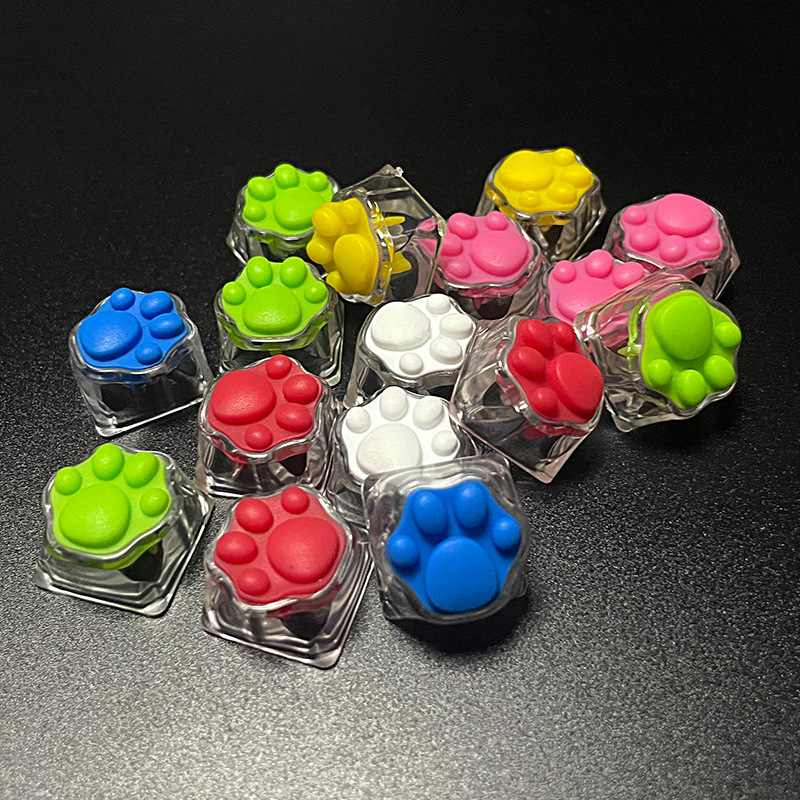 In stock wholesale single keycap personalized mechanical keyboard keycap R3 silicone transparent cute cat claw keycap customization