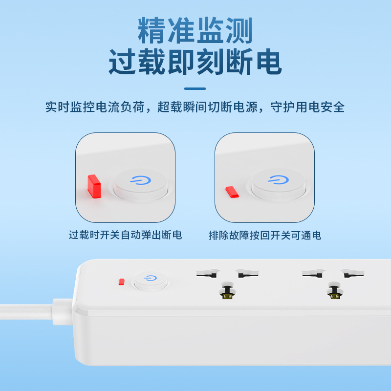 Universal Multi-National Power Strip Socket Suitable for Household Office Small Appliances Power Strip 2500W Universal Power Strip