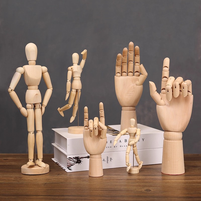 Creative Wooden Jointed Finger Model Character Painting Movable Puppet Ornament Art Home Decoration