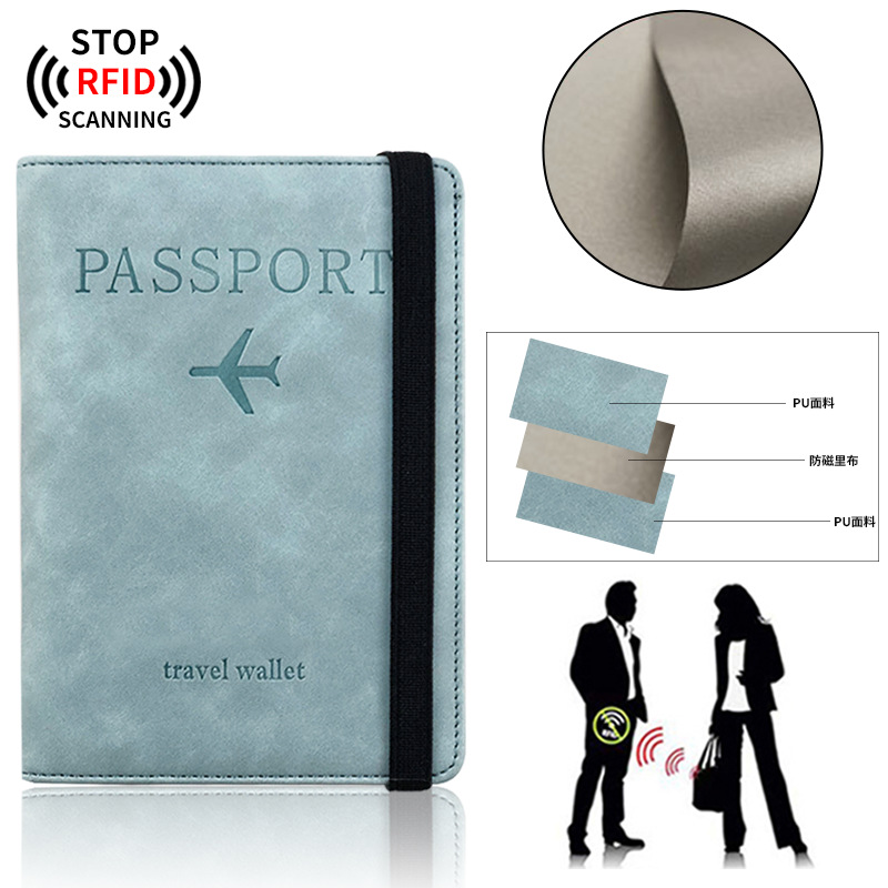 Cross-border Skin Pressure Sensitive Variable Strap PU Leather RFID Passband Holder Travel Wallet ID Bag