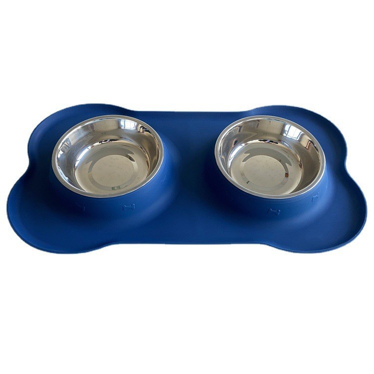 Suction Cup Non-slip Silicone Pet Bowl Anti-spill Cat and Dog Food Pot Pad Removable Stainless Steel Bowl with Fixed LOGO
