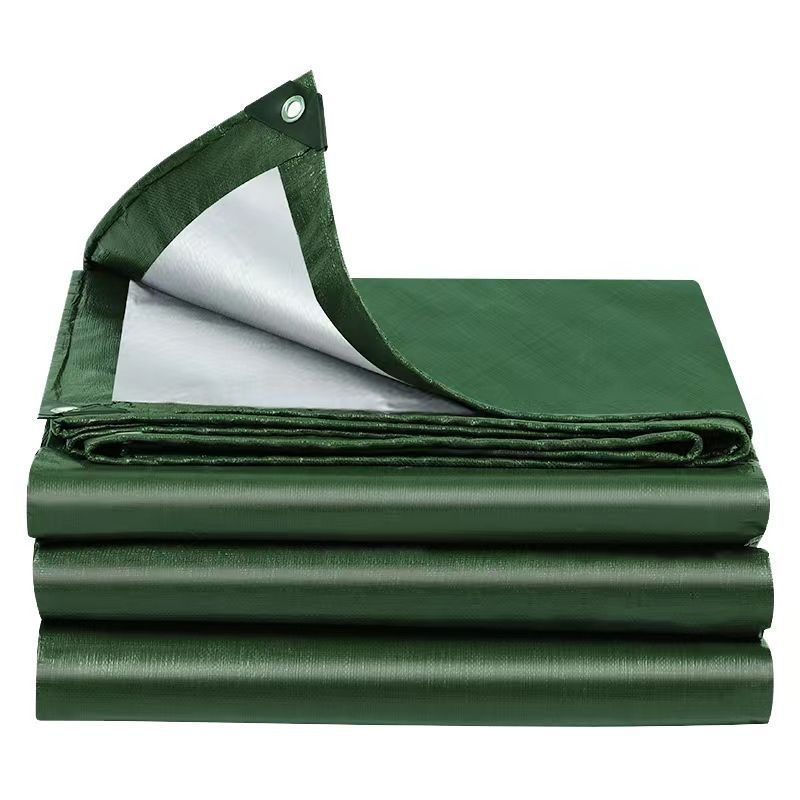 Army Green Silver PE Tarpaulin Rainproof Sunproof Wear-resistant Tent Pad Outdoor Thickened Sunscreen Heat Insulation Canvas Rain Cloth