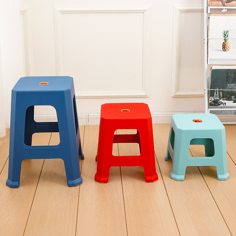Factory Direct Sales Extra-Thick Plastic Stool for Home Living Room Cooked Rubber Non-Slip Bench High Stool Simple Thickened Dining Table