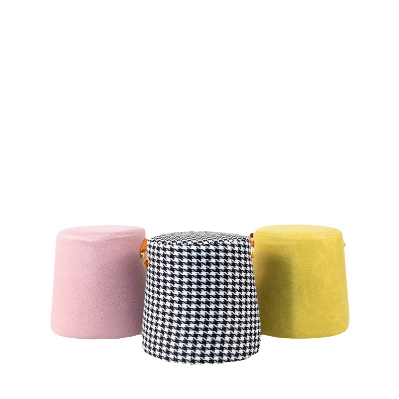 Household portable low stool simple shoe changing stool bench living room coffee table sofa Pier solid wood stool creative leather stool