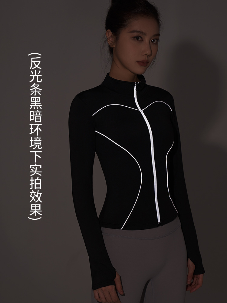 Juyitang's New Peach Line Reflective Slimming Long-Sleeved Yoga Sports Jacket