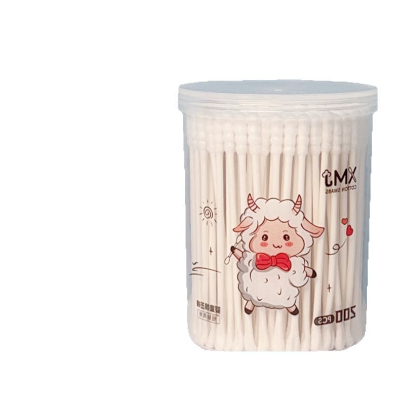 200 Boxed Children's Small Cotton Swabs Baby Cotton Swabs Young Children's Double Head Ultra Fine Disposable Ear-pulling Spoon Small Head Cotton Swabs