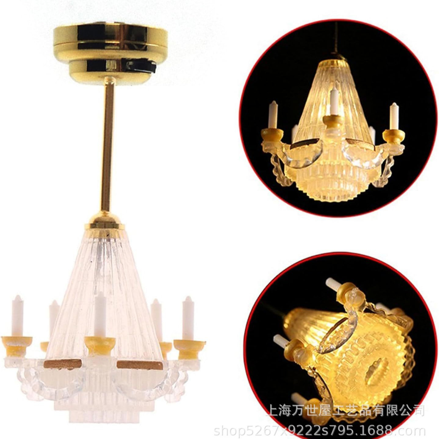 1:12 doll house dollhouse mini (acrylic imitation candle chandelier) indoor and outdoor decorative ornaments