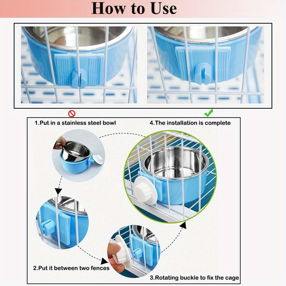 2025 New Cross-Border Dropshipping Detachable Stainless Steel Hanging Food and Water Dispenser Bowl 2