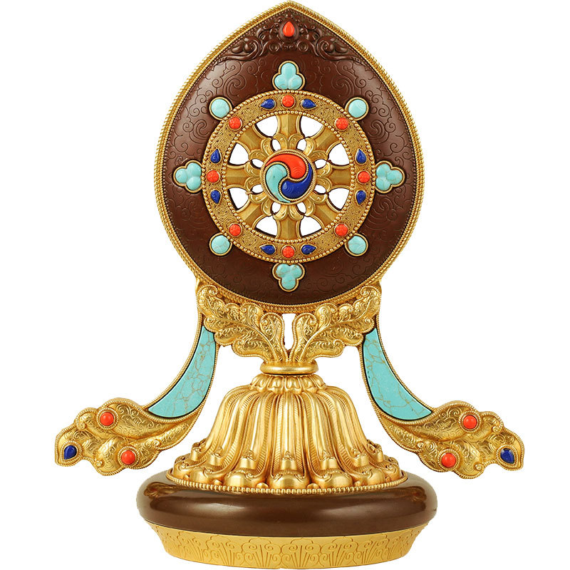 Xizang Huibao Bronze Antique Gold-plated Auspicious Falun Golden Lun Buddha Hall offering ornaments spiritual practice tantric instrument large size