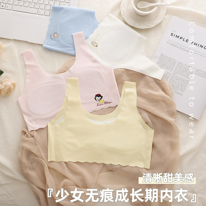 Нижнее белье для девочек, летняя майка из льняного шелка для учащихся 7-12 лет
