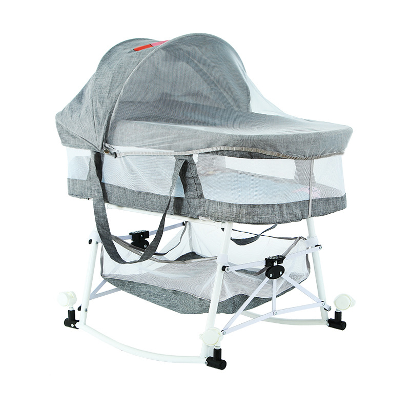 Baby Crib, Baby Cradle Bed, Foldable Multi-Functional Stroller, Newborn Children's Bed, Removable and Portable