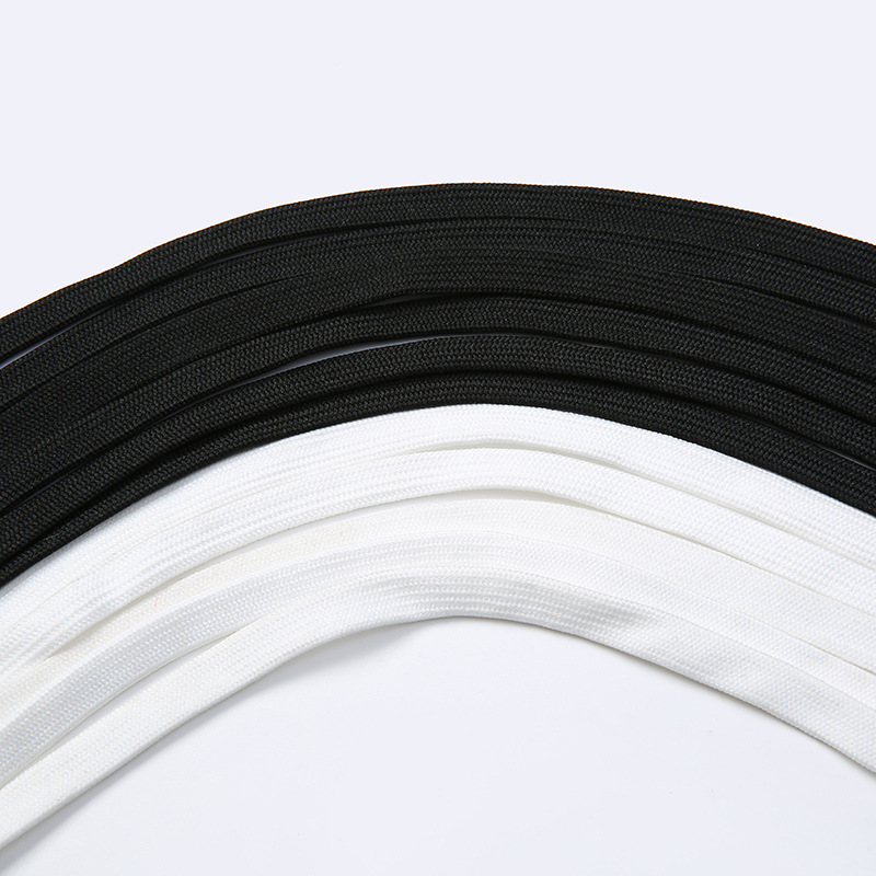 8Mm-10Mm Black White Rope Hollow Shoelace Hat Rope Flat Shoelace White Shoelace Double Layer Flat Shoelace