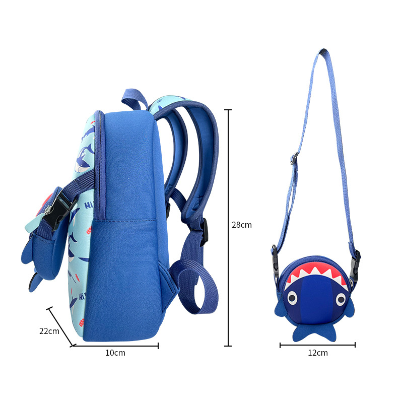 Factory New Detachable Diving Material Children's Backpack Cartoon Animal Primary School Student Backpack Lightweight Breathable