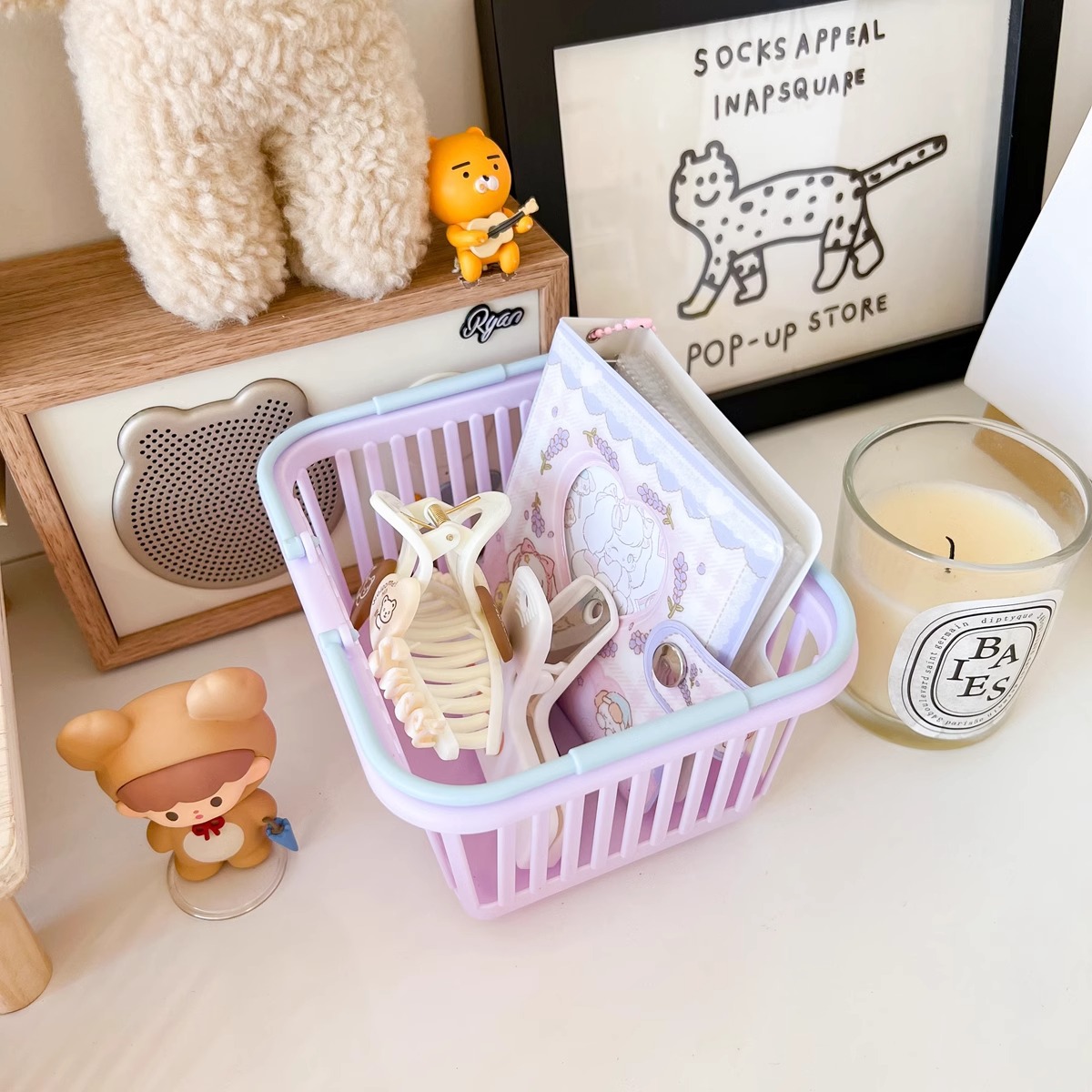 Cross-Border Foreign Trade New Product Macaron Color Portable Storage Basket | Desktop Rainbow Color Ins Style | Desktop Environmental Protection Storage