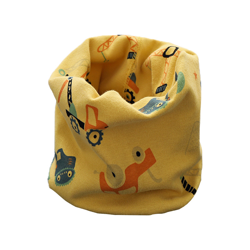 Autumn and Winter New Children's Boneless Scarf Pure Cotton Baby Cartoon Windproof Neck Single-Layer Multifunctional Neck Set Scarf