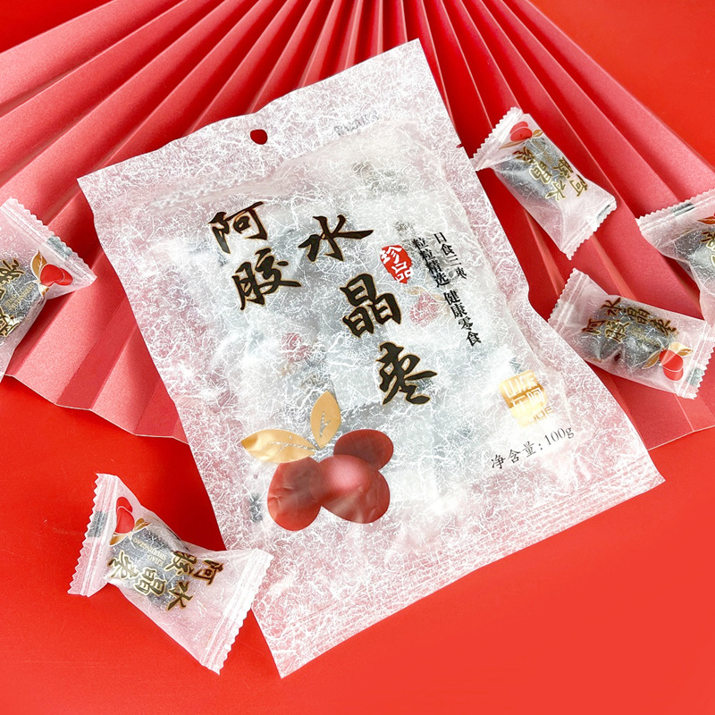 Shandong Manufacturer Genuine Donkey Hide Gelatin Crystal Jujube 100g Golden Honey Jujube Individually Packaged Honey Jujube Donkey Hide Gelatin Crystal Jujube
