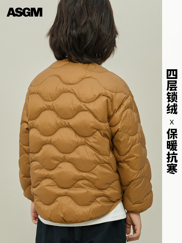Asgm Kidsren's Clothing Boys' Lightweight Goose down Short down Jacket Liner 2024 Winter New Kidsren's Medium and Large Kidsren's Jacket