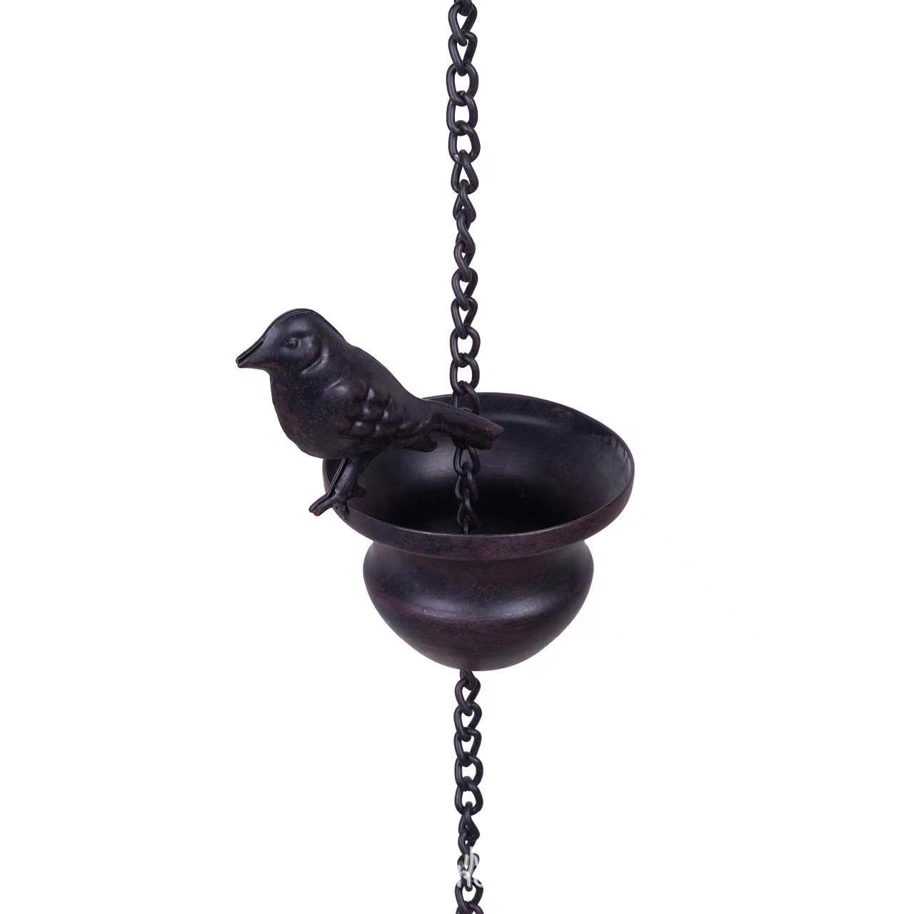 Cross-Border Iron Decorative Bird Rain Chain Drainage Chain Metal Villa Bird Cup Rain Chain Bird Wind Chime Metal Craft