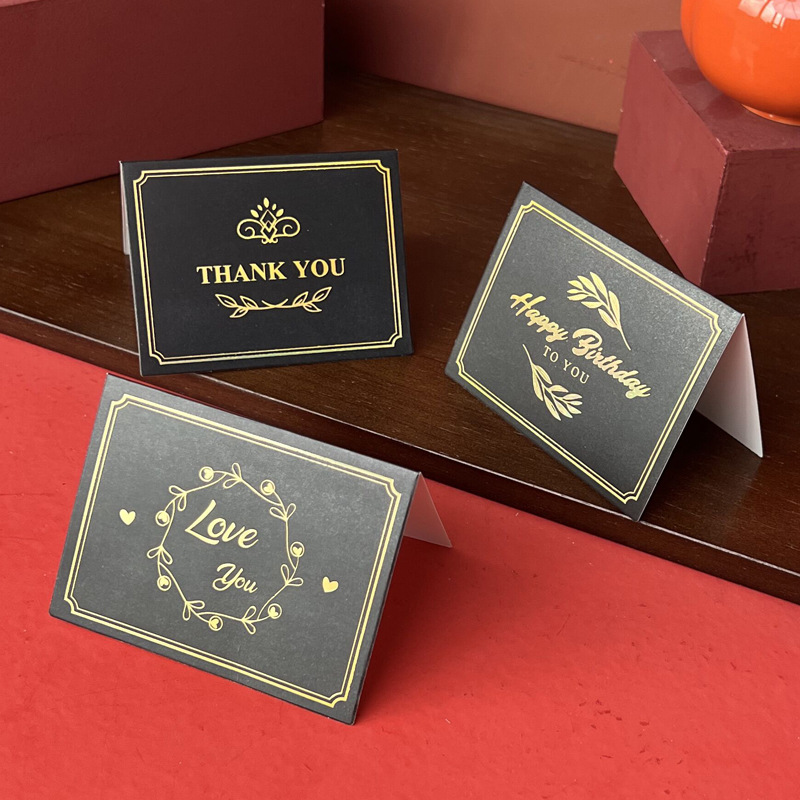 Simple rose color laser gilding European and American style cross-border small card hand-mixing gift goods baking shop fashion flower greeting card