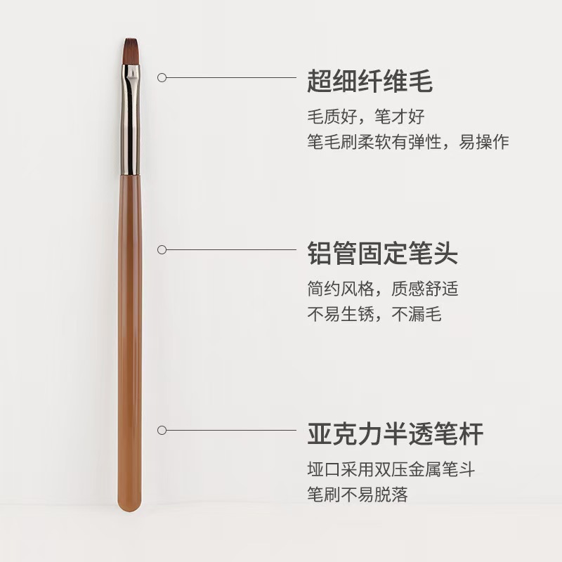Japanese Manicure Brush Semi-Transparent Coffee Pen Holder Novice Manicure Sweep Pen Painted Pull Line Pen Phototherapy Painted Pen Wholesale