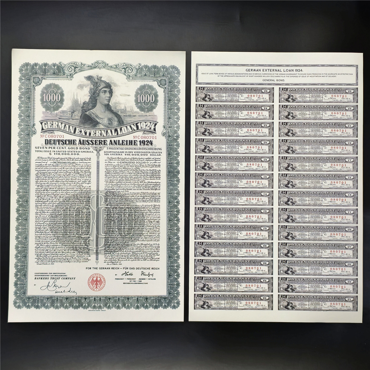 1924 год, немецкие крупные винтажные сувенирные флуоресцентные купоны, не обращающиеся в обращение, набор памятных банкнот