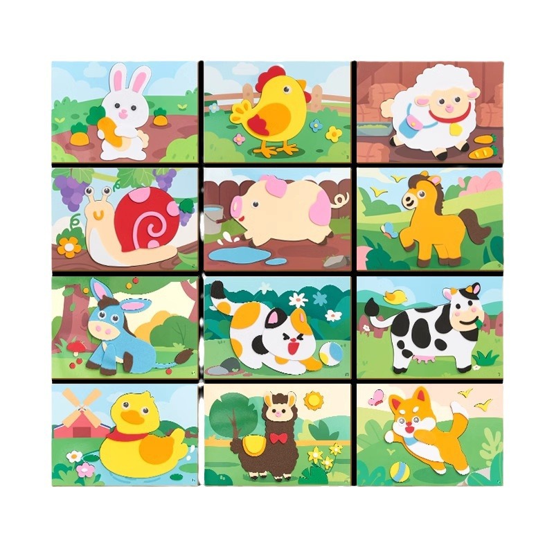 3D Stereo Sticker Painting Educational Toys for Girls Eva Stickers Kidsren's Handmade DIY Kindergarten Production Material Package